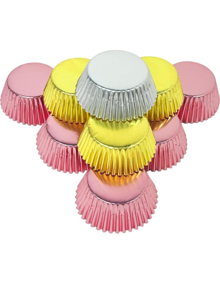 Forros para Cupcakes Qiqee 150pcs Mini Oro-Plata-Rosa