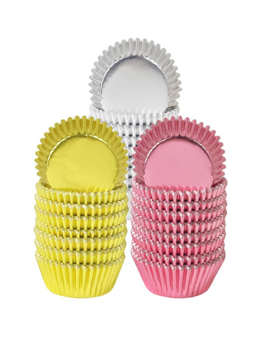 Forros para Cupcakes Qiqee 150pcs Mini Oro-Plata-Rosa