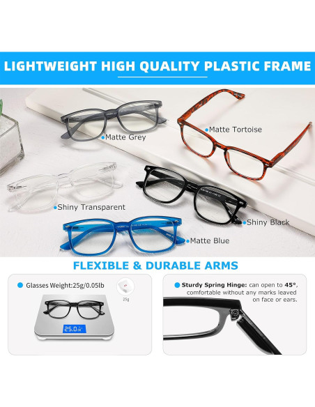 Gafas de lectura anti luz azul TOVEEN 5 pcs moda vintage