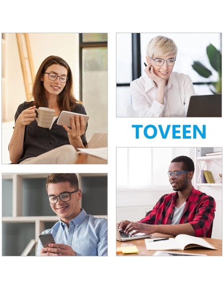 Gafas de lectura anti luz azul TOVEEN 5 pcs moda vintage