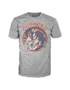 Camiseta Funko Cuphead Hombre 100% Algodón Gris XX-Large
