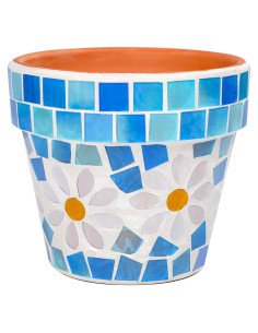 Maceta de Terracota Mosaico Chonsun 12 cm con Drenaje Azul