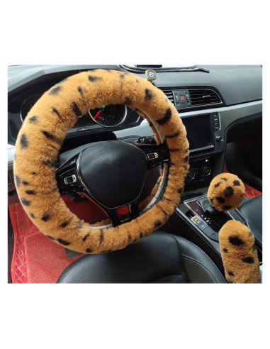 Cubierta de Volante de Piel Sintética IXITON Leopardo - Set 3 Piezas