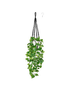 Planta Colgante Artificial Mkono con Maceta y Soporte de Macramé