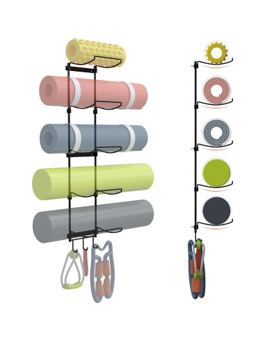 Soporte de Esteras de Yoga Kesito Montado en Pared 5 Secciones