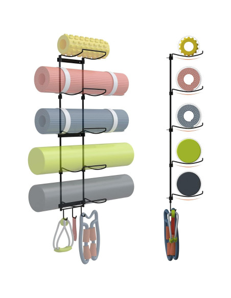 Soporte de Esteras de Yoga Kesito Montado en Pared 5 Secciones