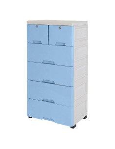 Cómoda de Plástico LIYUANJUN 5 Niveles 6 Cajones Azul 30kg