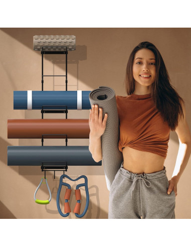 Soporte de Esteras de Yoga Kesito Montado en Pared 5 Secciones