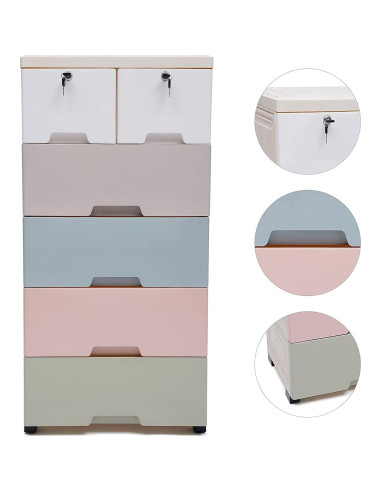 Organizador de Cajones de Plástico YIPONYT Torre Closet 6 Cajones