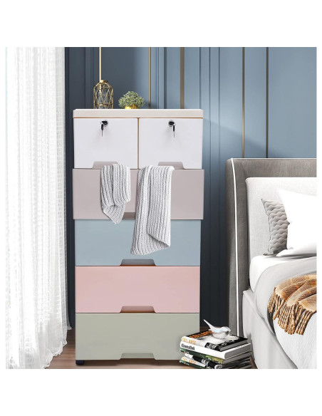 Organizador de Cajones de Plástico YIPONYT Torre Closet 6 Cajones