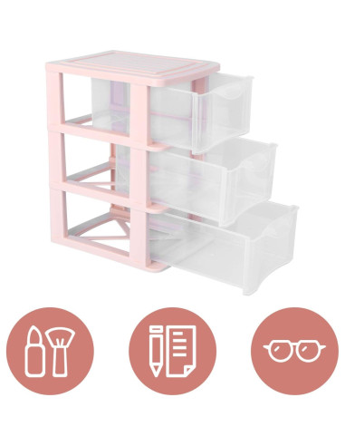 Organizador de Cajones 3 Capas Yardwe Rosa Plástico 17.3x13.5x22.9 cm