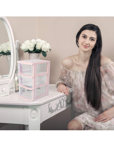 Organizador de Cajones 3 Capas Yardwe Rosa Plástico 17.3x13.5x22.9 cm