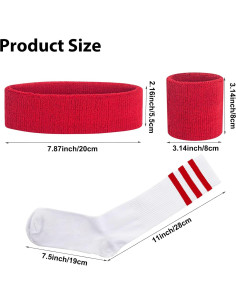 Conjunto 5 Piezas Banda Cabeza Muñequera y Calcetines Rayas 2