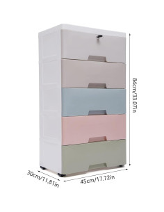 Cajonera de Plástico LOYALHEARTDY, 5 Cajones con Ruedas, 45x30x84cm 2