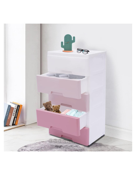 Cajonera de Plástico ZGEXING 5 Cajones Rosa Gradiente 84cm