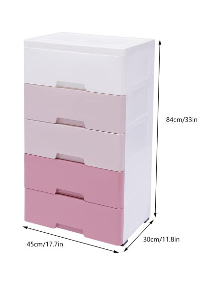 Cajonera de Plástico ZGEXING 5 Cajones Rosa Gradiente 84cm