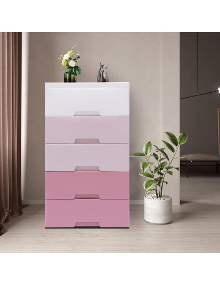 Cajonera de Plástico ZGEXING 5 Cajones Rosa Gradiente 84cm