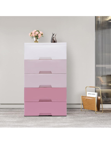 Cajonera de Plástico ZGEXING 5 Cajones Rosa Gradiente 84cm