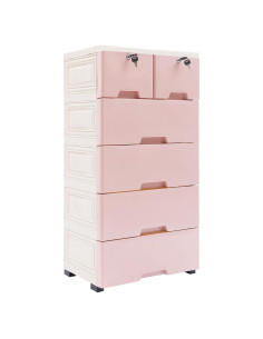 Cajonera Plástica WOQLIBE 6 Cajones 50x35x102 cm Rosa