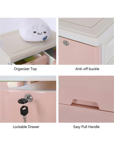 Cajonera Plástica WOQLIBE 6 Cajones 50x35x102 cm Rosa