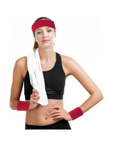 Conjunto 5 Piezas Banda Cabeza Muñequera y Calcetines Rayas