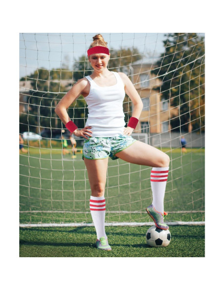 Conjunto 5 Piezas Banda Cabeza Muñequera y Calcetines Rayas