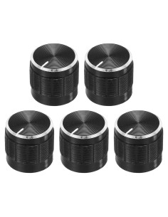Perilla de Potenciómetro uxcell 5 Pcs Aluminio 15mmx13mm Negro