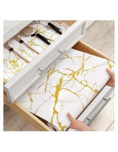 Forro de Estante Bounmer 30.48x304.8cm Mármol Dorado Antideslizante