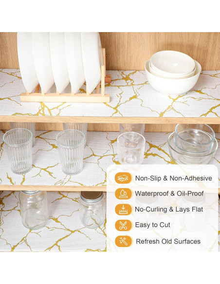 Forro de Estante Bounmer 30.48x304.8cm Mármol Dorado Antideslizante
