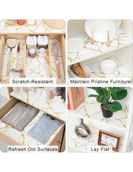 Forro de Estante Bounmer 30.48x304.8cm Mármol Dorado Antideslizante