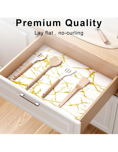 Forro de Estante Bounmer 30.48x304.8cm Mármol Dorado Antideslizante