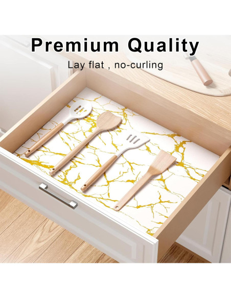 Forro de Estante Bounmer 30.48x304.8cm Mármol Dorado Antideslizante