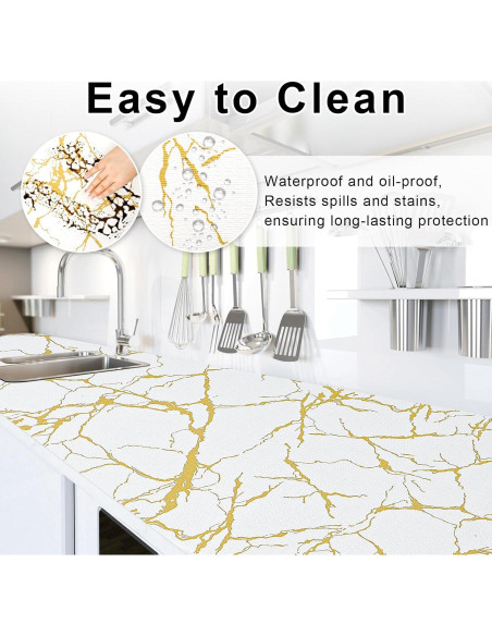 Forro de Estante Bounmer 30.48x304.8cm Mármol Dorado Antideslizante