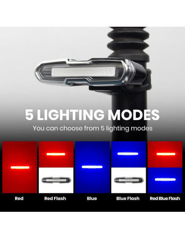 Luz Trasera de Bicicleta IWONDER PB001 Rojo-Azul 168 Lúmenes