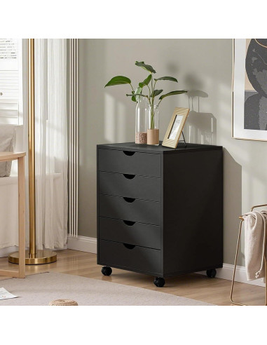 Gabinete de Archivos OLIXIS 5 Cajones Negro Madera 40x47.5x64.5 cm
