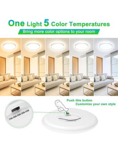 Paquete de 2 luces de techo LED GoBright 20W 2600LM 5CCT