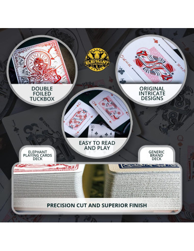 Baraja Premium Elephant Playing Cards Blanco Fantasma 1.78x8.79cm