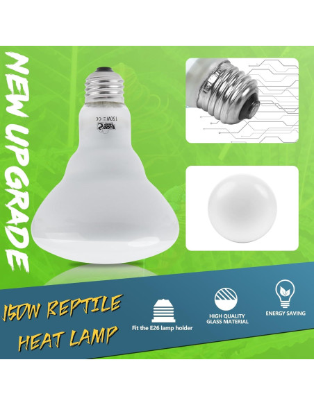Bombilla de Calor para Reptiles LUCKY HERP 150W UVA 1 Paquete