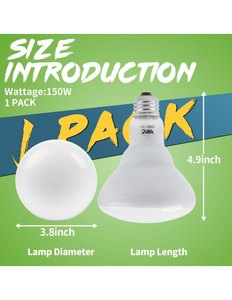 Bombilla de Calor para Reptiles LUCKY HERP 150W UVA 1 Paquete