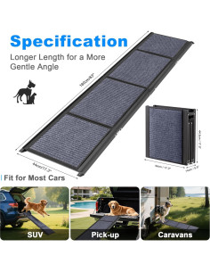 Rampa Plegable para Perros AQUILLA 63" Antideslizante 113.4 kg 2