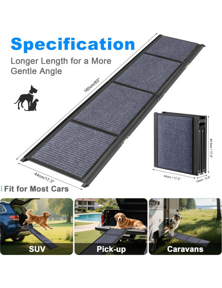 Rampa Plegable para Perros AQUILLA 63" Antideslizante 113.4 kg