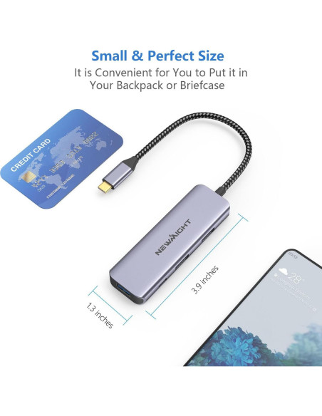 Adaptador USB C a HDMI Doble Newmight 4K 30Hz 100W Carga