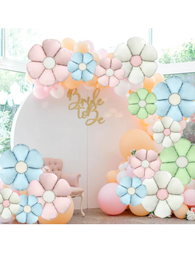 16 Globos de Aluminio Margarita Coloridos para Fiestas