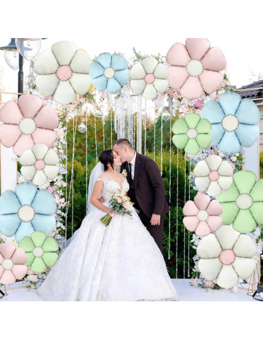 16 Globos de Aluminio Margarita Coloridos para Fiestas