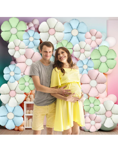 16 Globos de Aluminio Margarita Coloridos para Fiestas