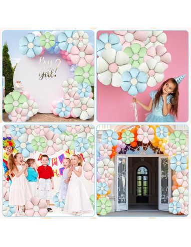 16 Globos de Aluminio Margarita Coloridos para Fiestas