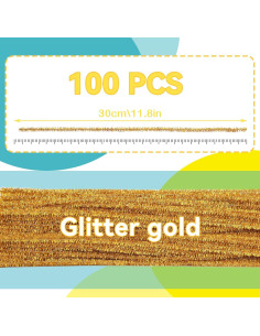 100 Limpiapipas Dorado Brillante Zlulary para Manualidades DIY 2