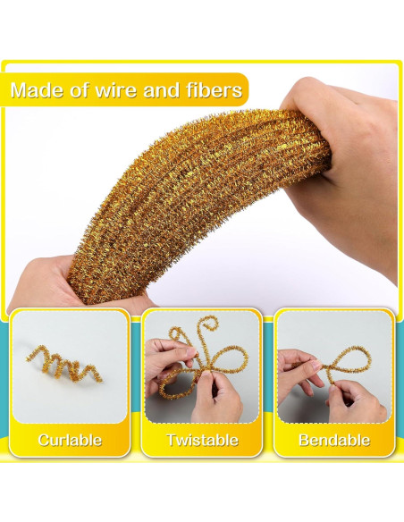 100 Limpiapipas Dorado Brillante Zlulary para Manualidades DIY