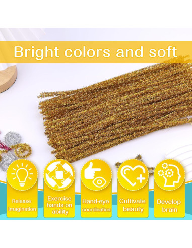 100 Limpiapipas Dorado Brillante Zlulary para Manualidades DIY