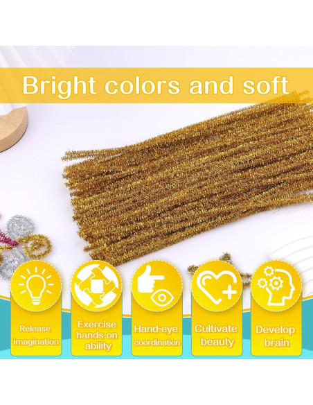 100 Limpiapipas Dorado Brillante Zlulary para Manualidades DIY